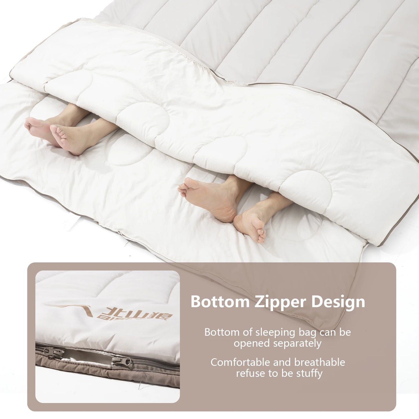 BSWolf 2 Person Camping Sleeping Bag Portable Detachable Sleeping Bag for Travel Outdoor Hiking