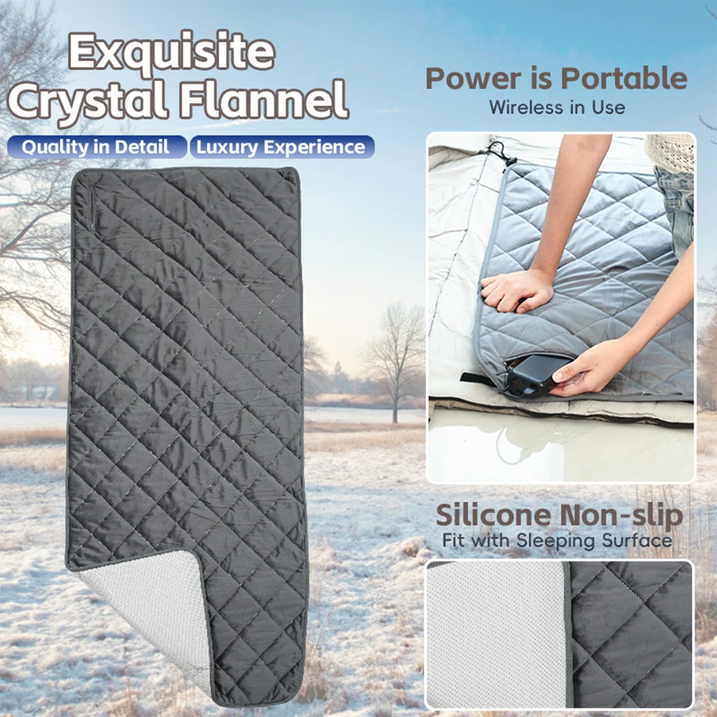 Camping Heated Sleeping Bag Pad Heated USB Sleeping Bag Liner Heated Blanket Mat Camping Warm Tent Heater Outdoor 6 Heating Zone