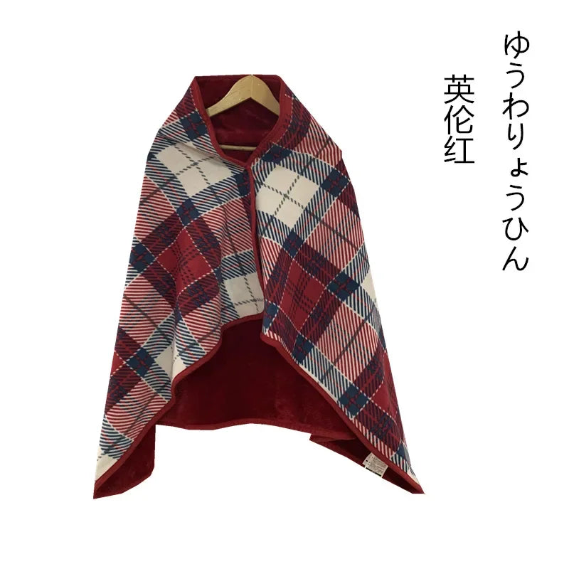 Wearable Plaid Fleece Blanket Polyester Blanket with Button Winte Warm Throws on Sofa Bed Travel Thicken Bedroom Plaids  Blanket