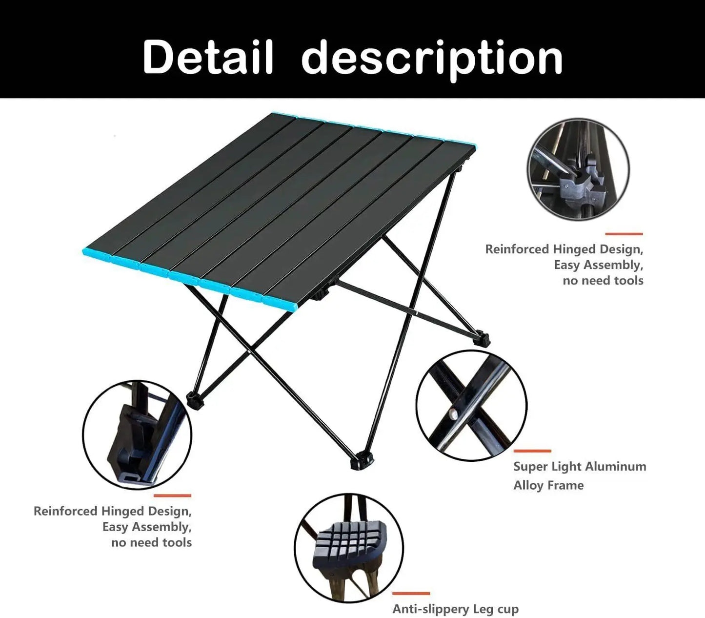 Folding Camping Table with Garden Picnic Tote Bag Portable BBQ Beach Fishing