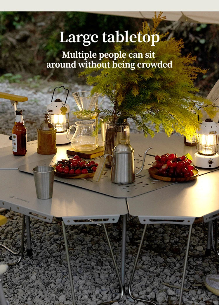 HOMFULOutdoor Stainless Steel Barbecue Campfire Table Camping Multifunctional Portable Foldable Splicing Combination Round Table