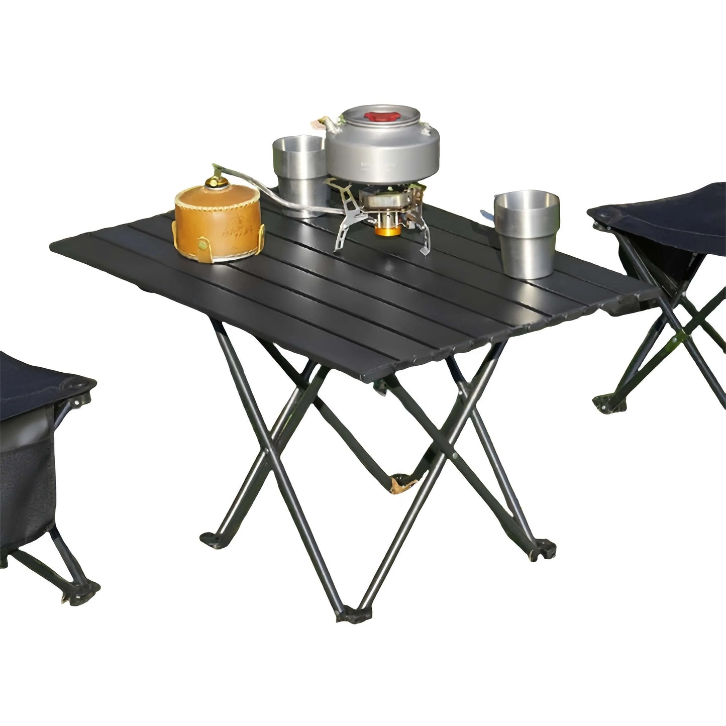 Folding camping table, modern Chicken rolls design, picnic table, hiking backpack storage, outdoor furniture, folding table