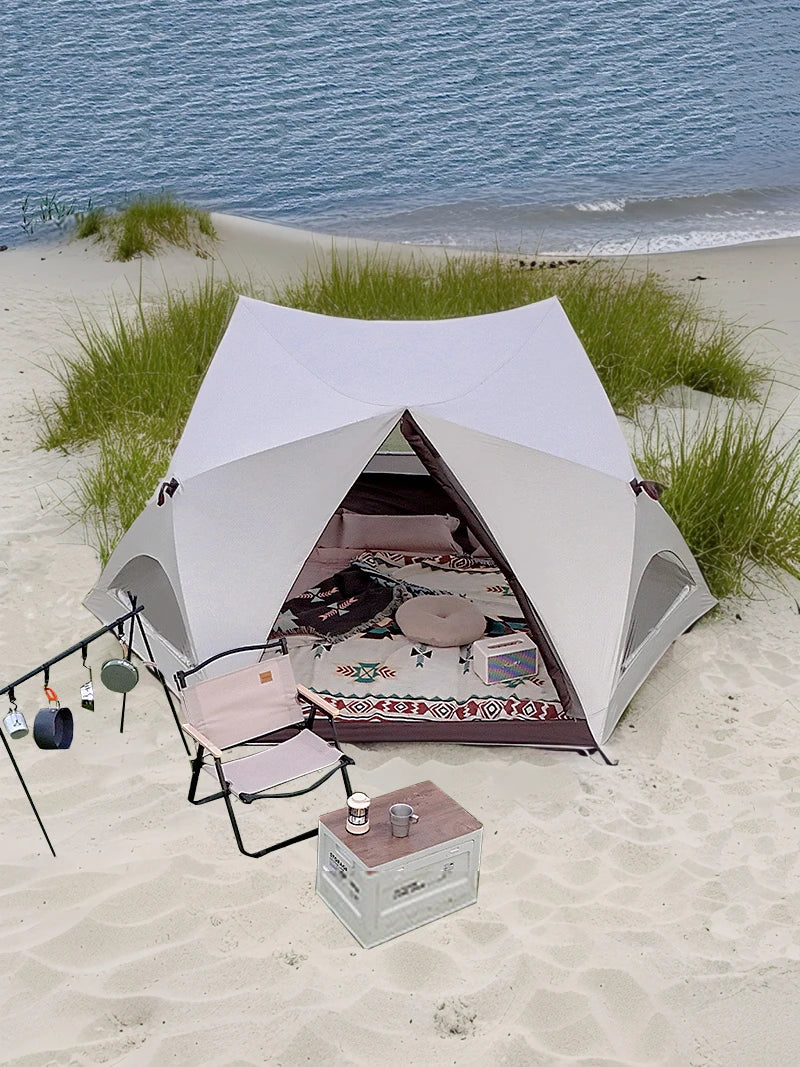 Lohascamping One-touch beach tent Awning tent Outdoor Automatic Quick-opening Tent Rainproof Hexagonal Camping Pop Up Tent Big