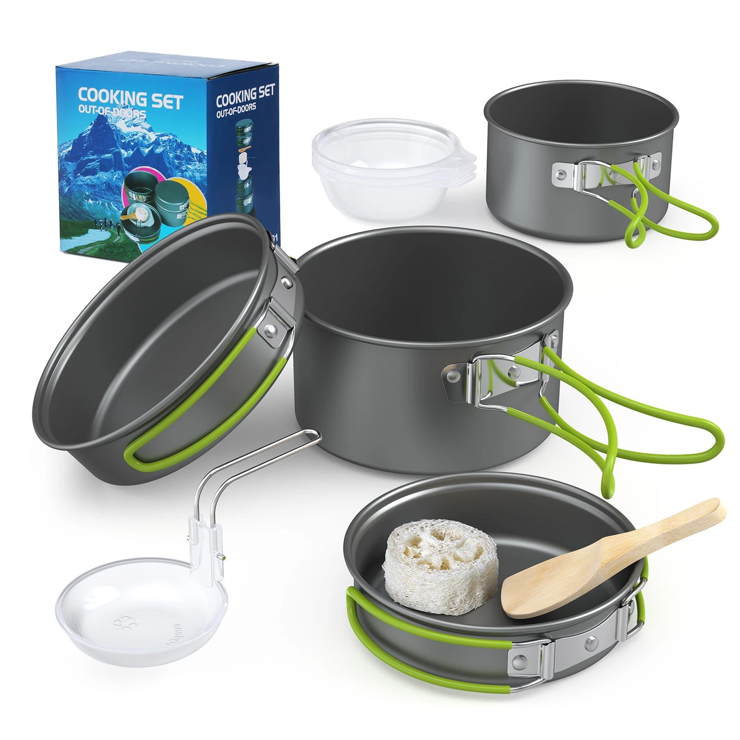 Camping Cookware Set Aluminum Portable Outdoor Tableware Cookset Cooking Kit Pan Bowl Kettle Pot Hiking BBQ Picnic Equipment