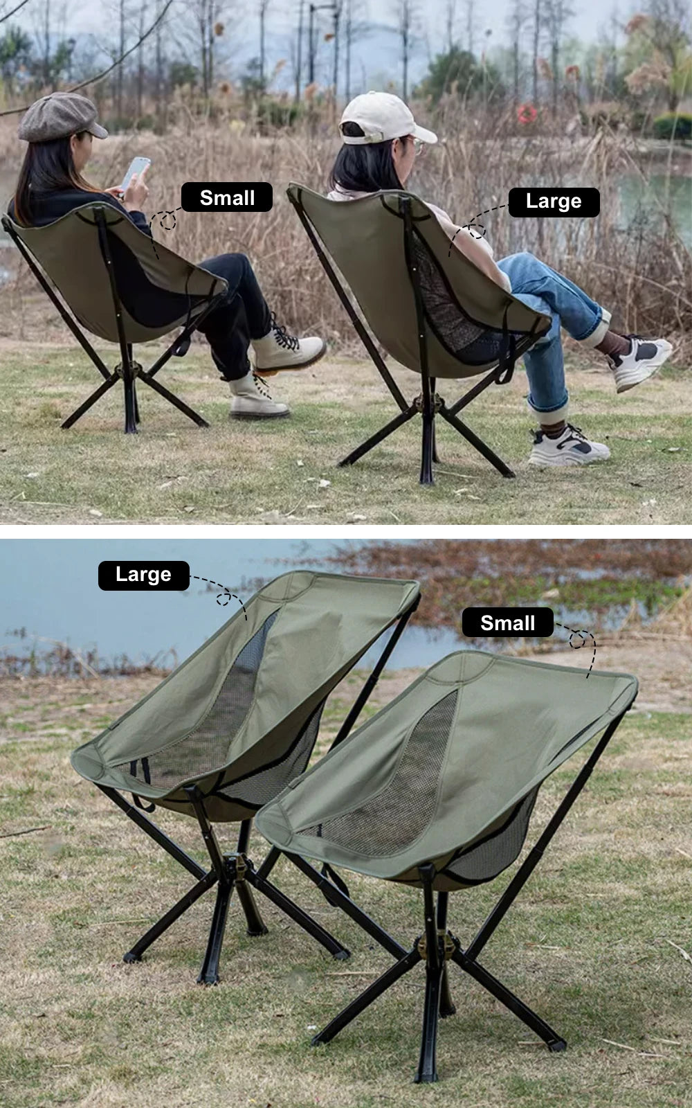 Small Portable Folding Camping Chair Outdoor Backpacking Picnic Travel One Button Quick Open