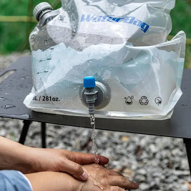 8L Camping Water Bag With Faucet Portable Water Container Folding Water Storage Carrier Jug outdoor Water Pouch For Camping