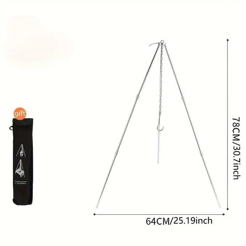 Camping Campfire Tripod Adjustable Hanging Pot,Stable Campfire Cooking,Picnic Essential,Compact and Lightweight Easy Carrying