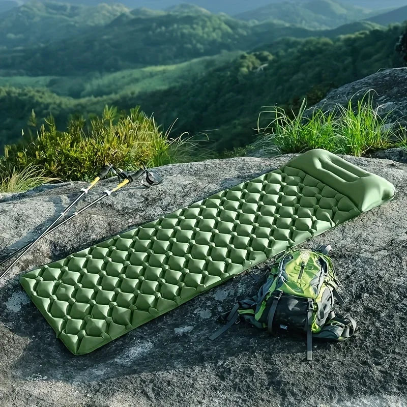 Outdoor Camping Sleeping Mattress Ultra-light Inflatable Mattress with Pillow, Waterproof P6 Coating, Suitable for Hiking
