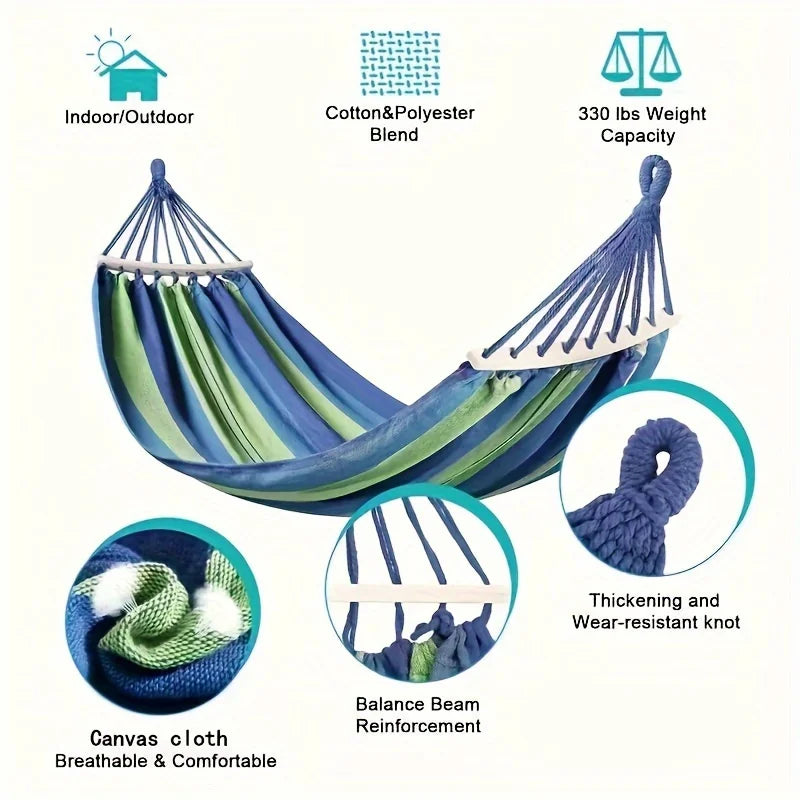 1PC Anti-rollover Hammock With Tree Straps, Portable Hammock With Storage Bag, Perfect For Outdoor Leisure, Garden Camping