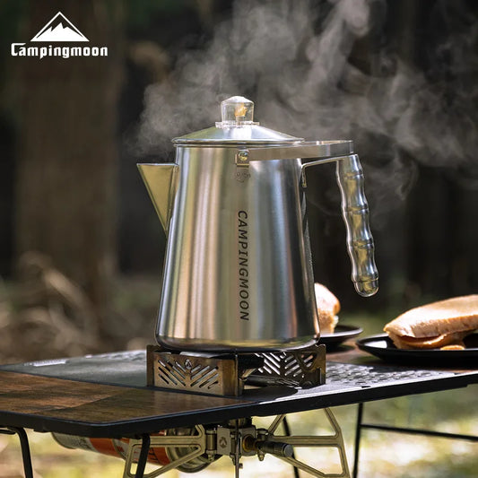 Campingmoon Camping Outdoor Accessories Cookware Kit Camping Kettle Stainless Steel Water Kettle Coffee Pot Lightweight