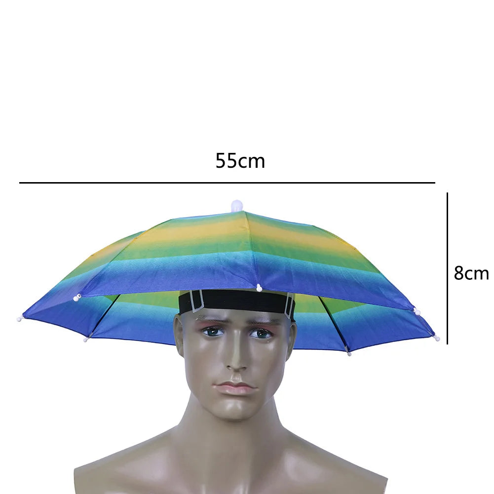 Portable Rain Umbrella Hat Foldable Outdoor Umbrella Hat Fishing Camping Sunshade Umbrella Bicycle Hiking Entertainment Sun Hat