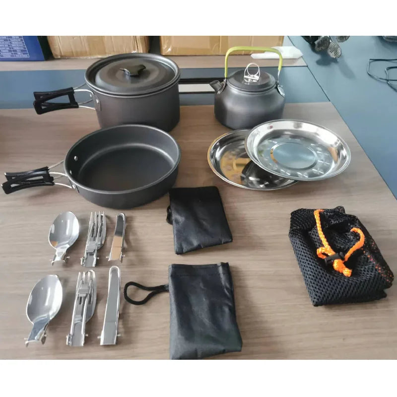 Camping Cooking Set Camping Cookware Set 16pcs Camping Pot Pan Set Nesting Camp Cook Set Backpacking Cookware Pans Set