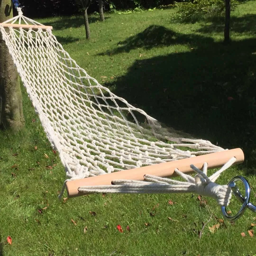 Anti-rollover Cotton Rope Hammock Outdoor Camping Swing Adult Child Net Short Stick Net Hammock Hammock Stand