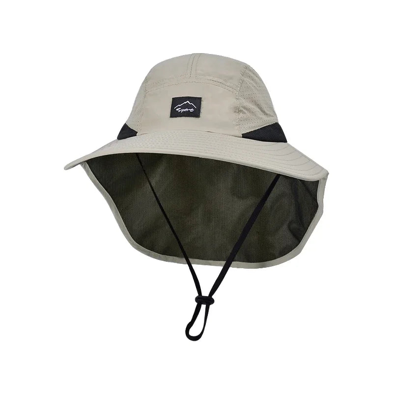 Summer MEN Shawl Fisherman Hat Quick Drying Breathable Sunshade Hat Outdoor Sun Protection Fishing Hat