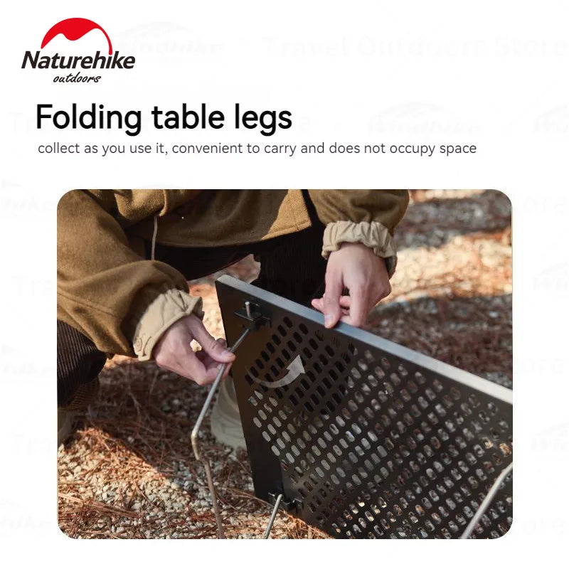 Naturehike Outdoor Folding Table Stainless Steel Camping Table Picnic Barbecue Chicken Rolls Outdoor Table Portable Picnic Table