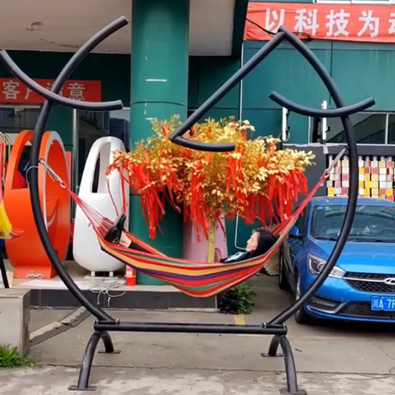 Hammock Swing with Steel Stand for Interactive Fun Theme Park Outdoor Patio Photogenic Props Landscape Landmarks Decoration