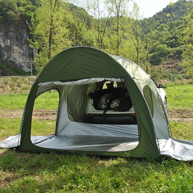 Car Rear Tent with Floor, SUV Back Tent Stand, Freely Hatchback Tent, Generous Vertical Height, Reliable in All Elements