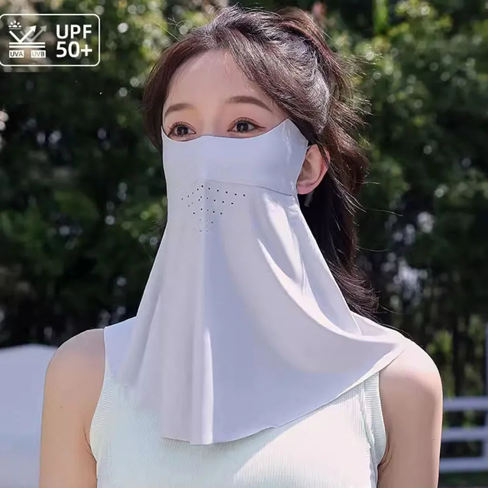 UV Protection Mask Flower Pattern Ear Hanging Sunscreen Mask UV Protection Neck Wrap Cover Bandana Scarf Women Sun Blocking Mask