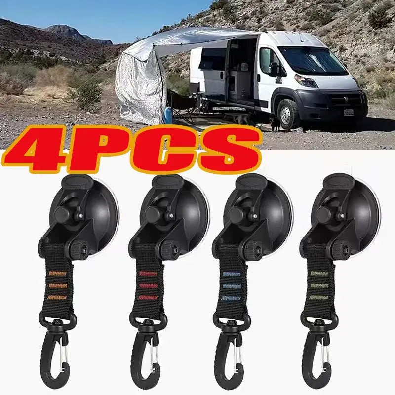 4Pcs Car Tent Suction Cups Buckle Side Round/Triangular Awning Anchors Outdoor Camping Tent Suckers Anchor Securing Hook