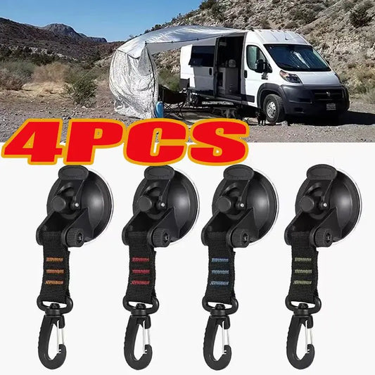 4Pcs Car Tent Suction Cups Buckle Side Round/Triangular Awning Anchors Outdoor Camping Tent Suckers Anchor Securing Hook