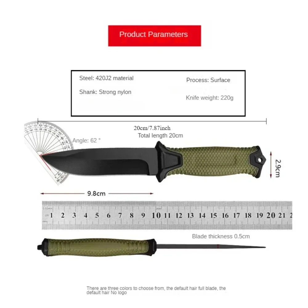 New EDC Tools for Outdoor Use Straight Serrated Knife, Portable Survival Knife for Camping, 440c Steel Fixed Blade Knife