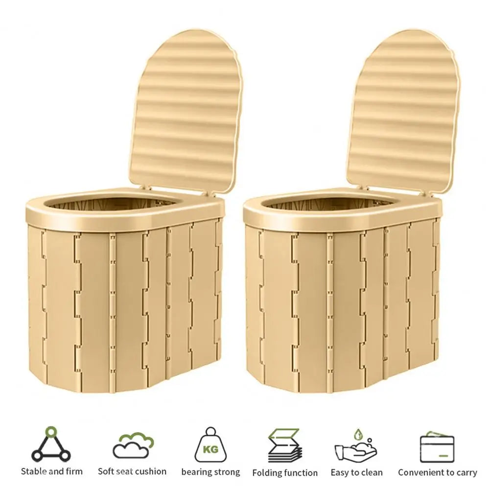 Camping Folding Toilet with Lid Great Load Bearing Travel Toilet Wide Seat Adult Car Potty with Storage Bag And Trash Bags