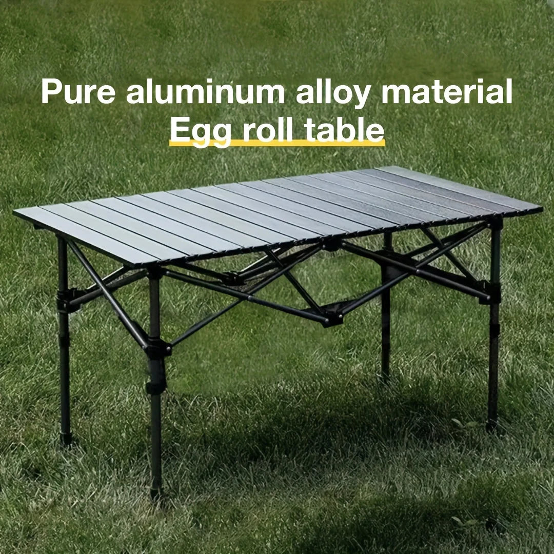 Foldable Outdoor Table, Camping Folding Table, Roll-shaped, Made of Golden Material, Portable Folding Table，Mesas