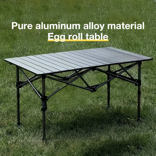 Foldable Outdoor Table, Camping Folding Table, Roll-shaped, Made of Golden Material, Portable Folding Table，Mesas