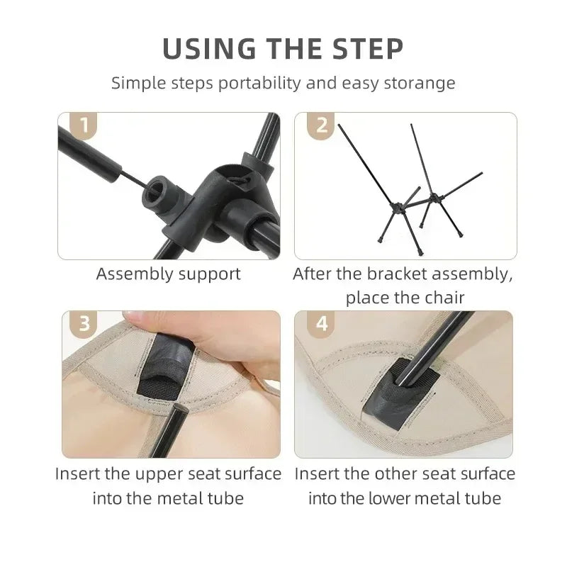 Outdoor Camping Chair Folding Moon Beach Chair Portable Leisure Travel BBQ Fishing Chairs Detachable Picnic Outdoor Furniture