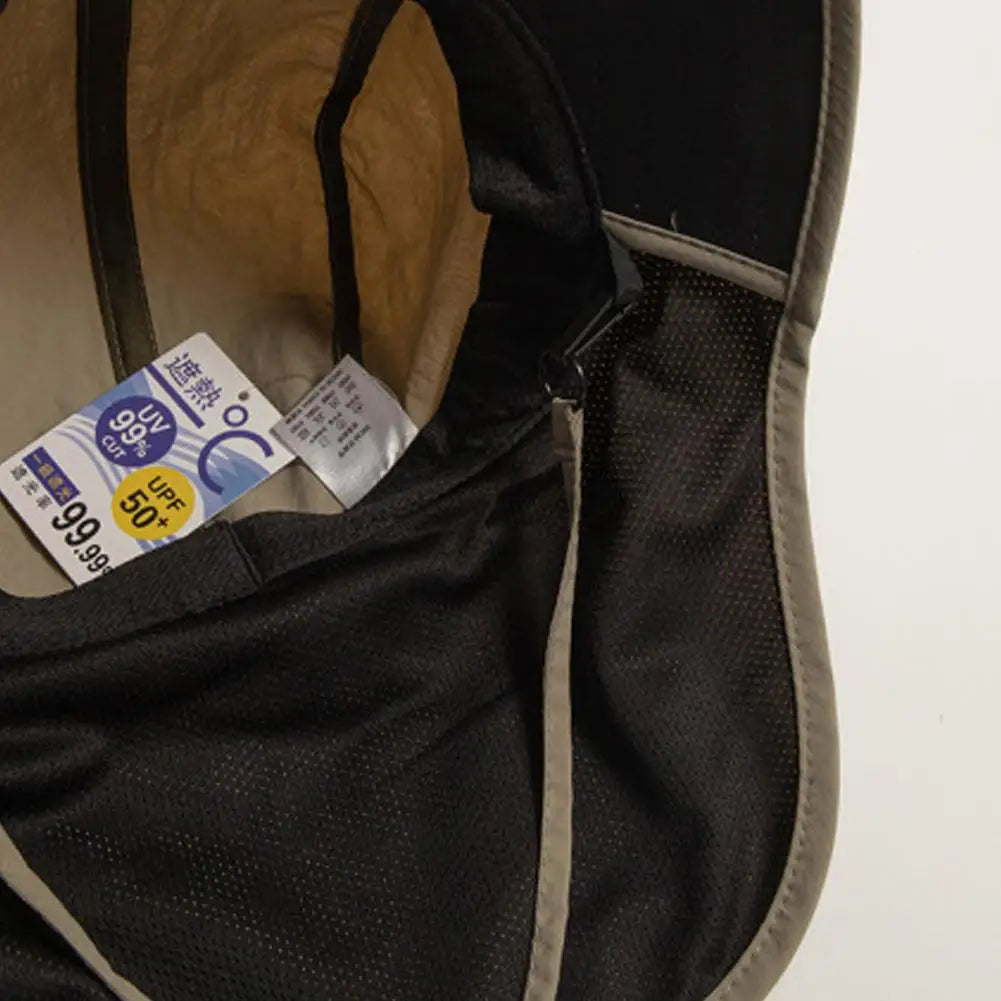 UV Protection Hat with Wide Brim Waterproof Quick-drying Panama Fisherman Cap Mesh Breathable Neck Protection Summer Hat