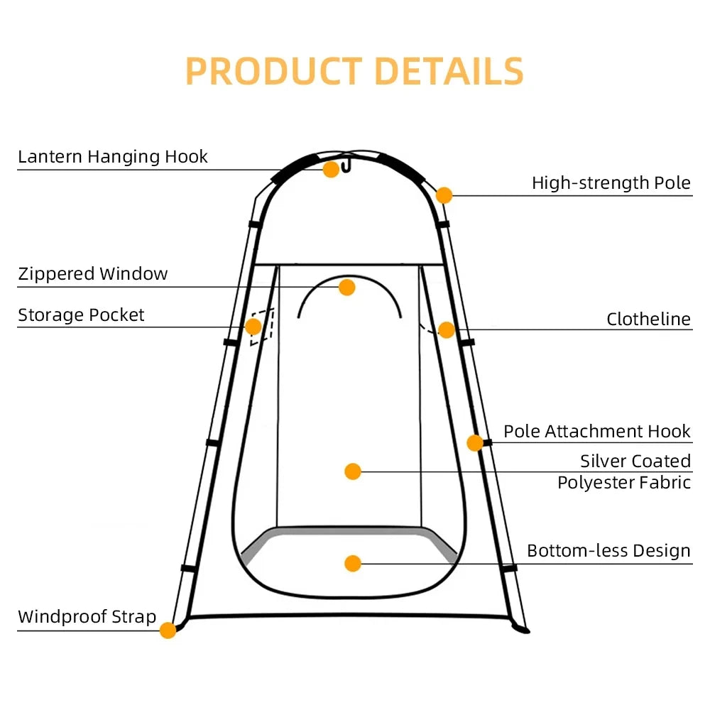 Portable Pop Up Tent for Camping Shower & Toilet, Lightweight Privacy Changing Room, Outdoor Hiking Fishing Instant Shelter