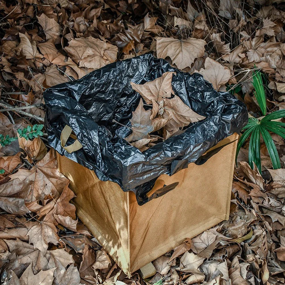 Trash Storage Basket with Rope Storage for Outdoor Camping Trash Organizers