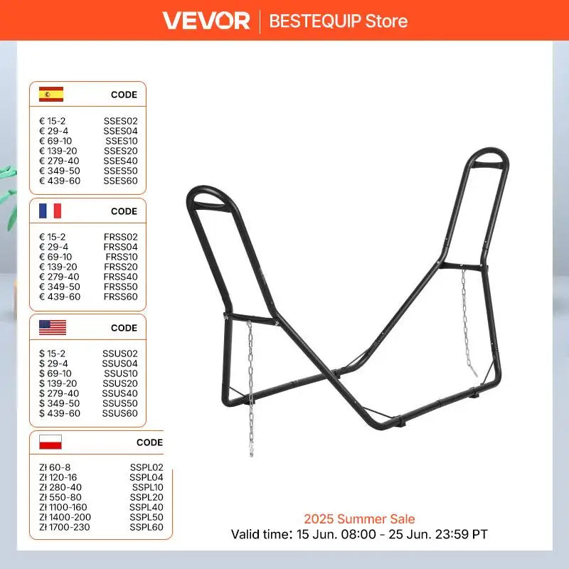 VEVOR Universal 2 Person Hammock Stand Adjustable Heavy Duty 450 lbs Capacity Hammock Stand Fits Hammocks for Outdoor and Indoor