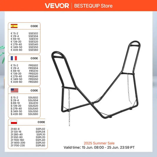 VEVOR Universal 2 Person Hammock Stand Adjustable Heavy Duty 450 lbs Capacity Hammock Stand Fits Hammocks for Outdoor and Indoor