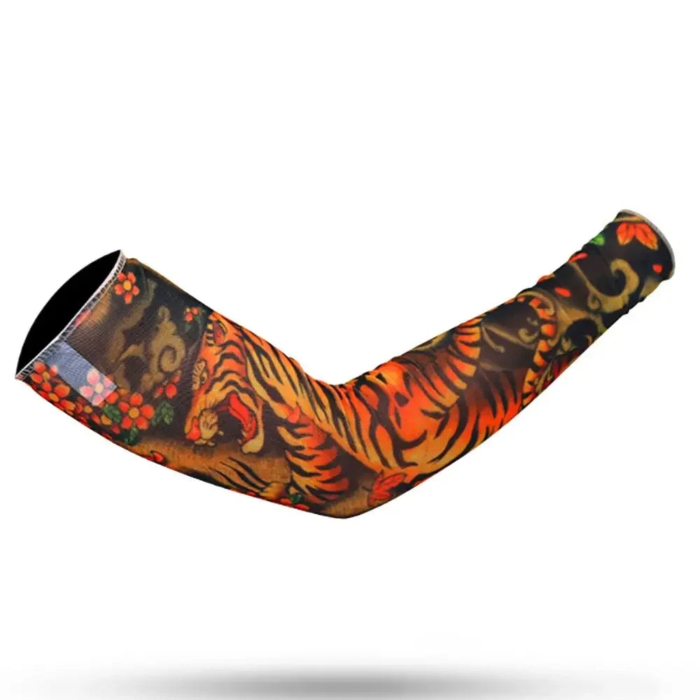 Men Women Summer UV Protection Cooling Arm Sleeves Flower Tattoo Arm Sleeves Seamless UV Protection Arm Sleeves Outdoor Sports