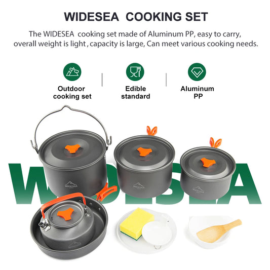 Camping 6 person Cookware Set Outdoor Pot Tableware Kit Cooking Water Kettle Pan Travel Cutlery Utensils Hiking Picnic Equipment