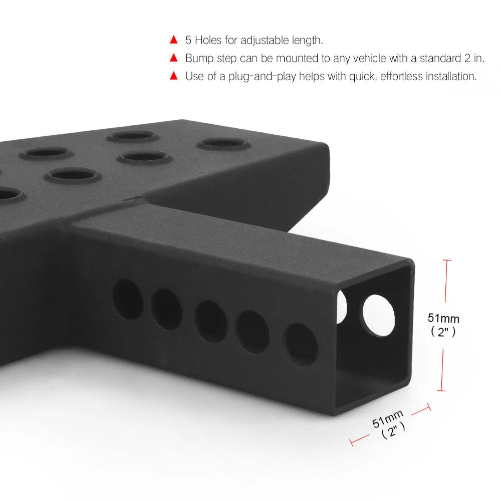 30cm Hitch Mount Bump Step Anti Slip USA Style For 2'' Hitch Receiver With Safety Reflectors For RV SUV Truck Flatbed Camper