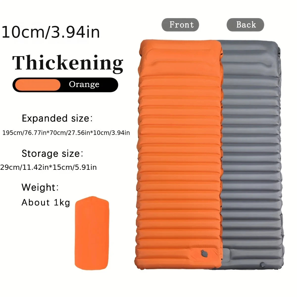 Ultra-Light Sleeping Mat 4" Thick Ultra-Light Self-Inflating Sleeping Mat for Camping, Beach Picnics &Outdoor Adventures Air Pad