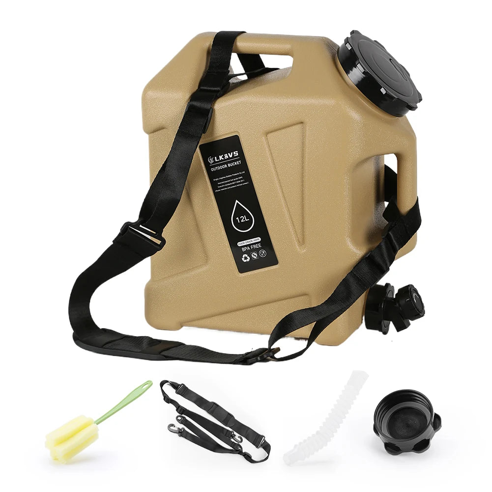 12L Water Bottle Camping Large Capacity Water Pouch With Faucet Food-Grade Car Water Tank Camping Bucket Emergency Water Tank
