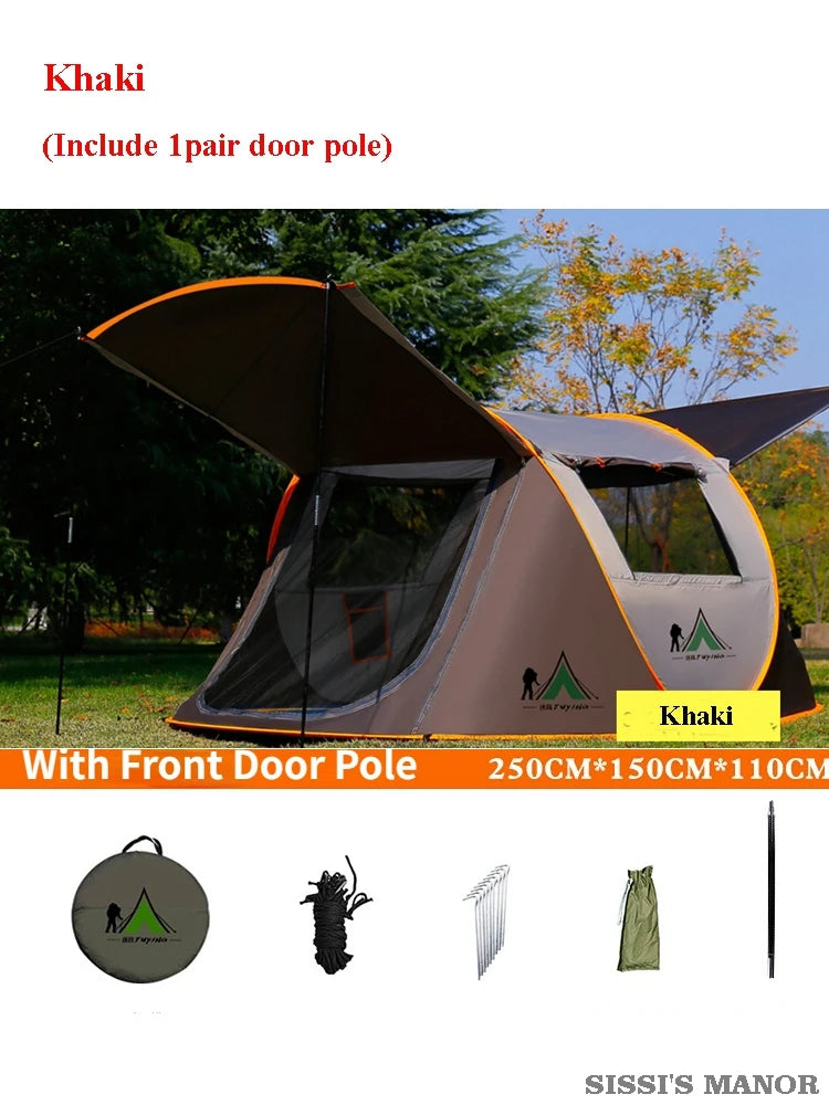 2-4Persons Pop Up Throw Tent Automatic Waterproof Large Space Family Outdoor Camping Portable Tourist Self-driving BBQ Equipment