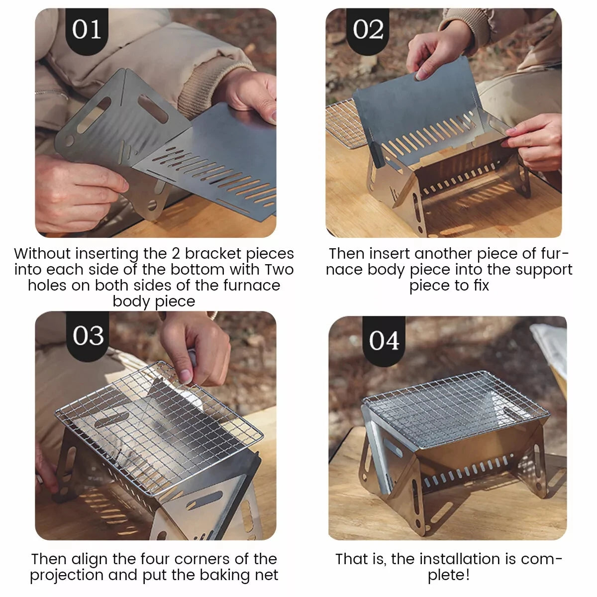 304 Barbecue Stove Household Barbecue Grill Mini brazier folding BBQ grill Charcoal Courtyard BBQ Portable Fire stove with Grill