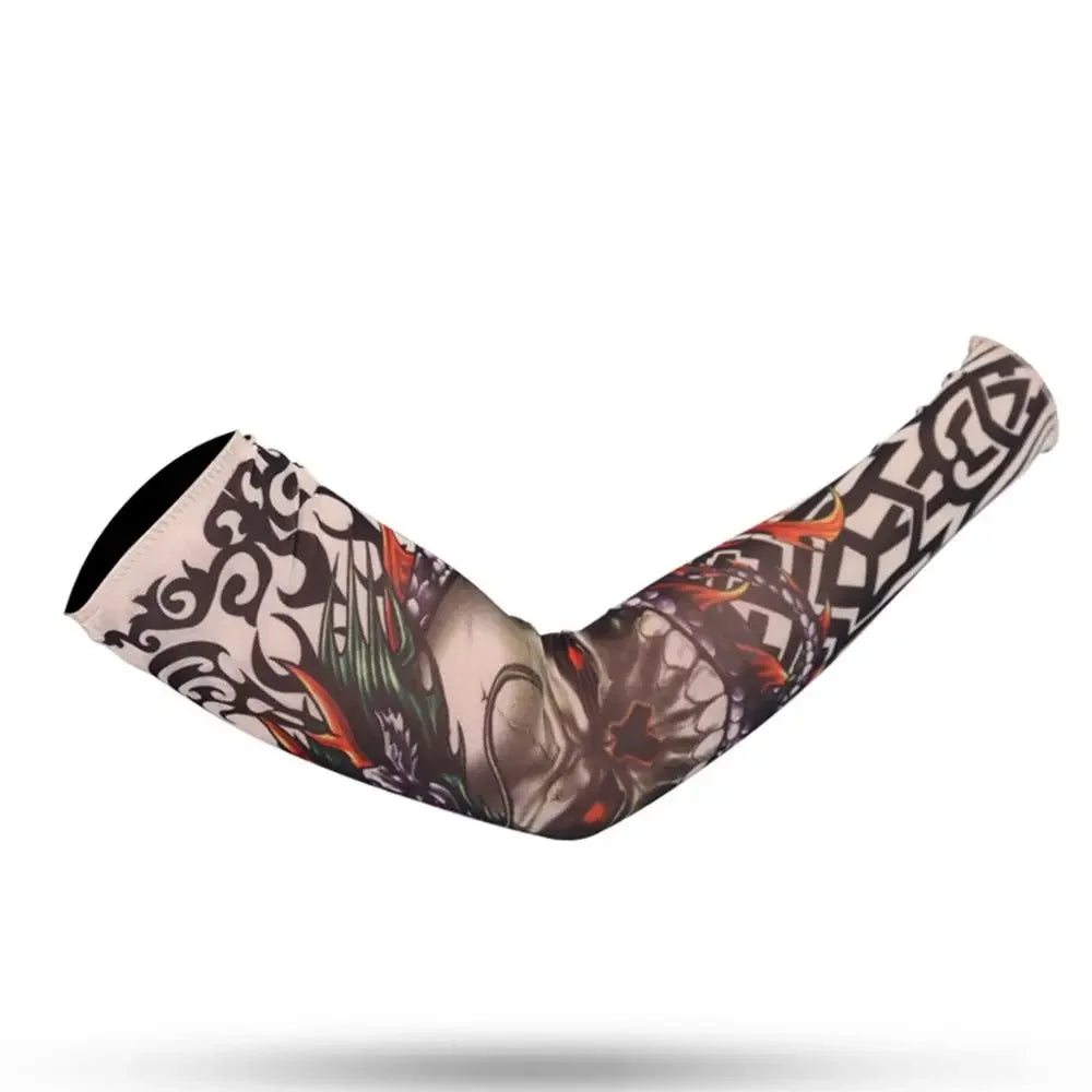 Men Women Summer UV Protection Cooling Arm Sleeves Flower Tattoo Arm Sleeves Seamless UV Protection Arm Sleeves Outdoor Sports