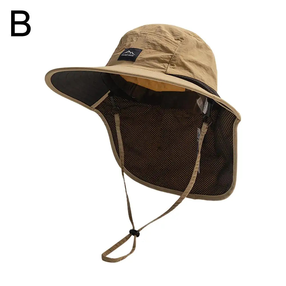 UV Protection Hat with Wide Brim Waterproof Quick-drying Panama Fisherman Cap Mesh Breathable Neck Protection Summer Hat