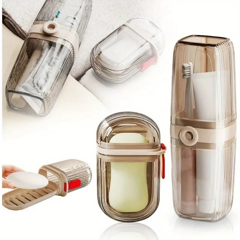 portable travel soap box and toothbrush holder set - durable plastic, perfect for camping, bathroom accessories