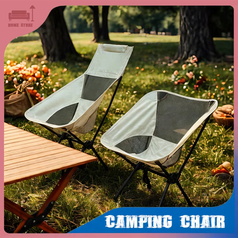 Outdoor Camping Chair Folding Moon Beach Chair Portable Leisure Travel BBQ Fishing Chairs Detachable Picnic Outdoor Furniture