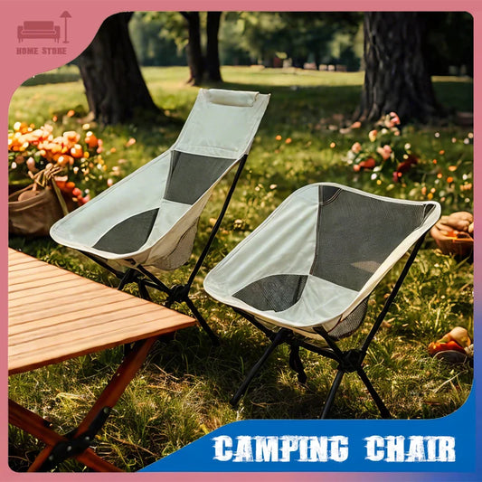 Outdoor Camping Chair Folding Moon Beach Chair Portable Leisure Travel BBQ Fishing Chairs Detachable Picnic Outdoor Furniture