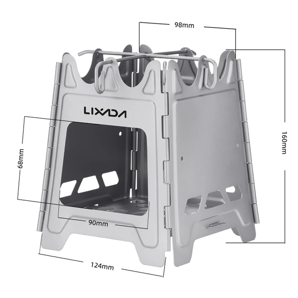 Outdoor Mini Fire Pits Foldable Stainless Steel Bonfire Stove Hinge Wood Burning Stove for Camping Hiking