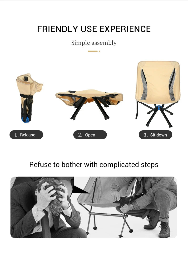 Small Portable Folding Camping Chair Outdoor Backpacking Picnic Travel One Button Quick Open