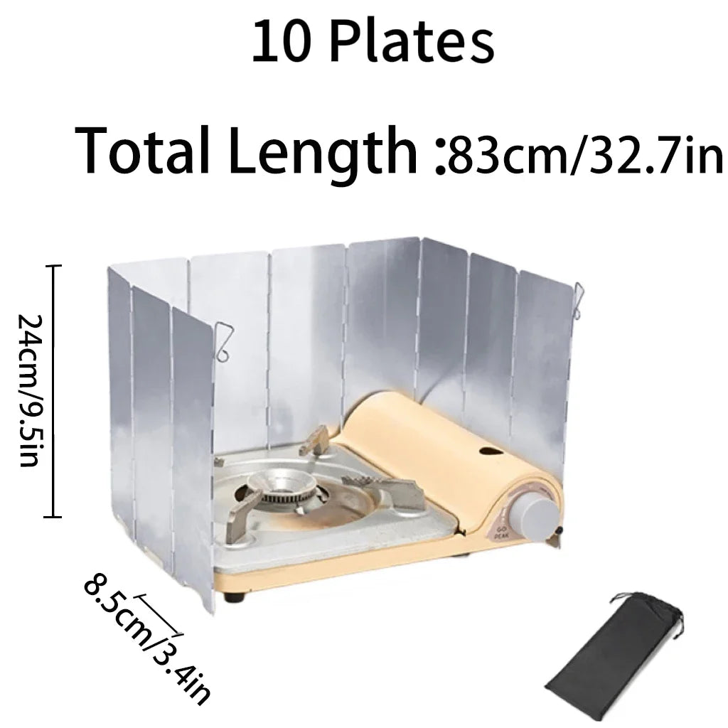 9/10/12 Plates Camping Stove Windscreen Folding Outdoor Stoves Windscreens Lightweight Windshield Heat Shield Picnic Tool