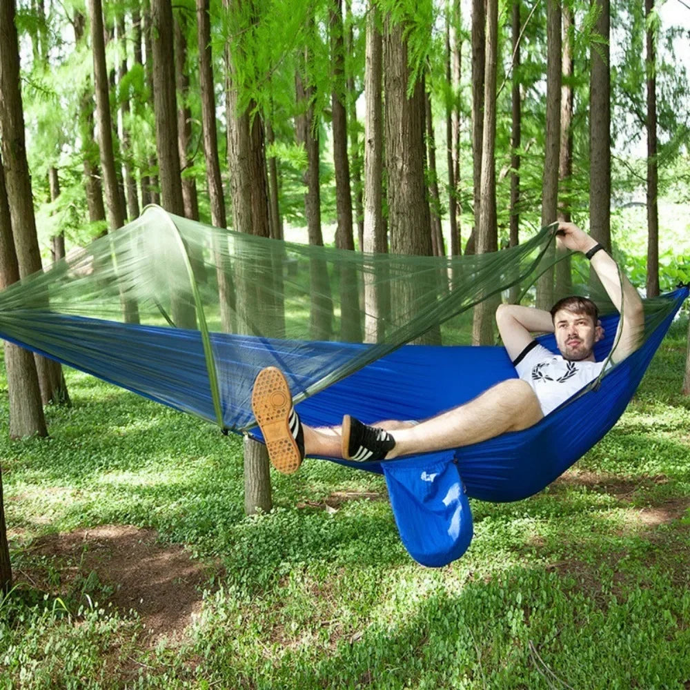 Hammock Sleep Swing Portable Net Outdoor Strength Parachute Fabric Hanging Camping Garden Hammock for Wilderness Camping on Foot